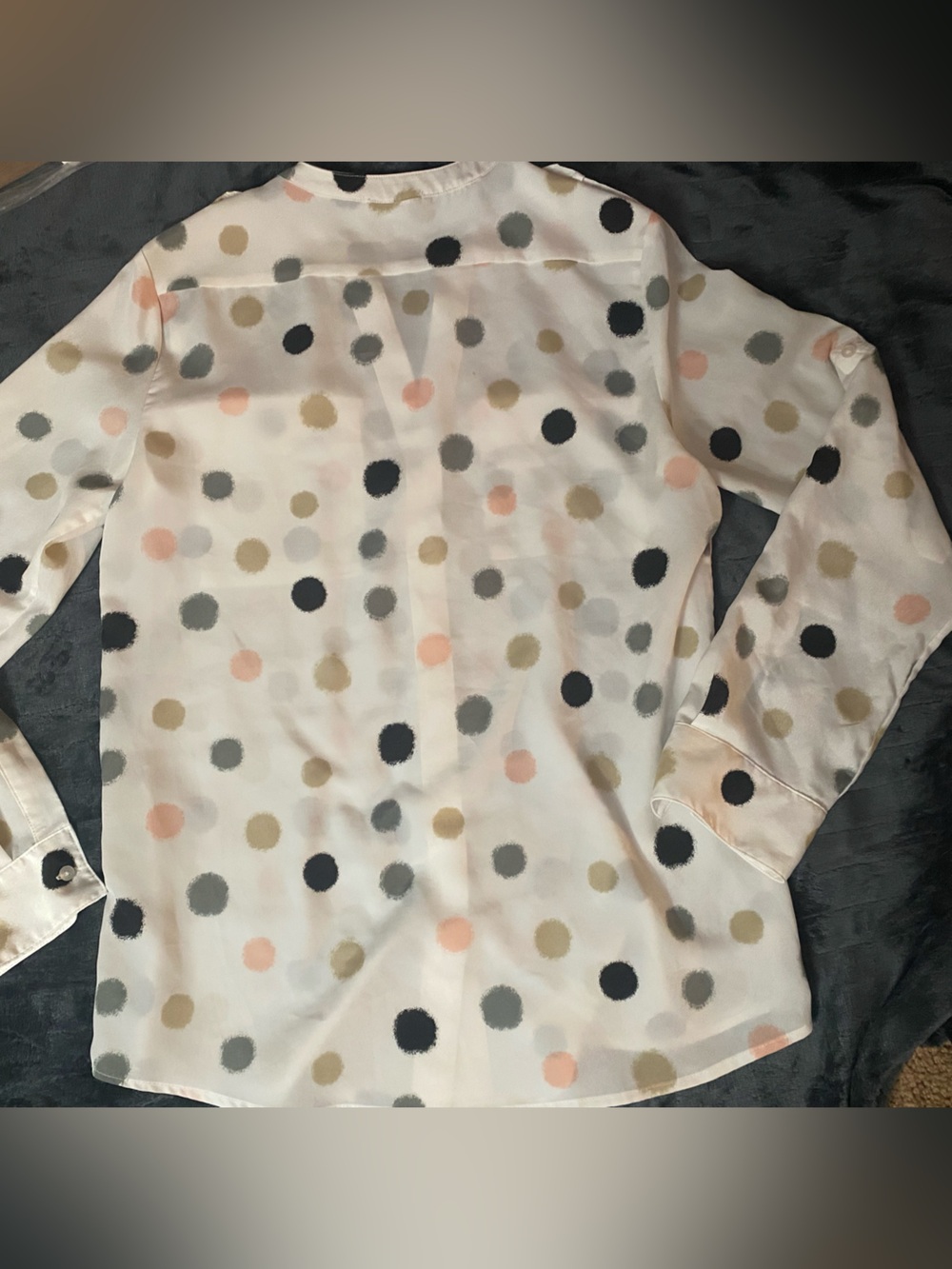 Women's
Polka Dot Long-Sleeve Blouse - White with Multicolor Dots - Picture 2 of 5
